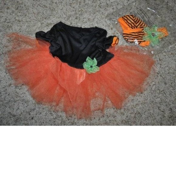 Baby Pumpkin Tutu Halloween 6/9 mths Dress, Headband Leg Warmers 4 Pc Set Girls - Picture 2 of 5
